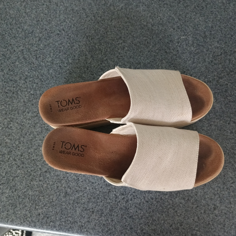 TOMS Women's Cream Slide Sandals